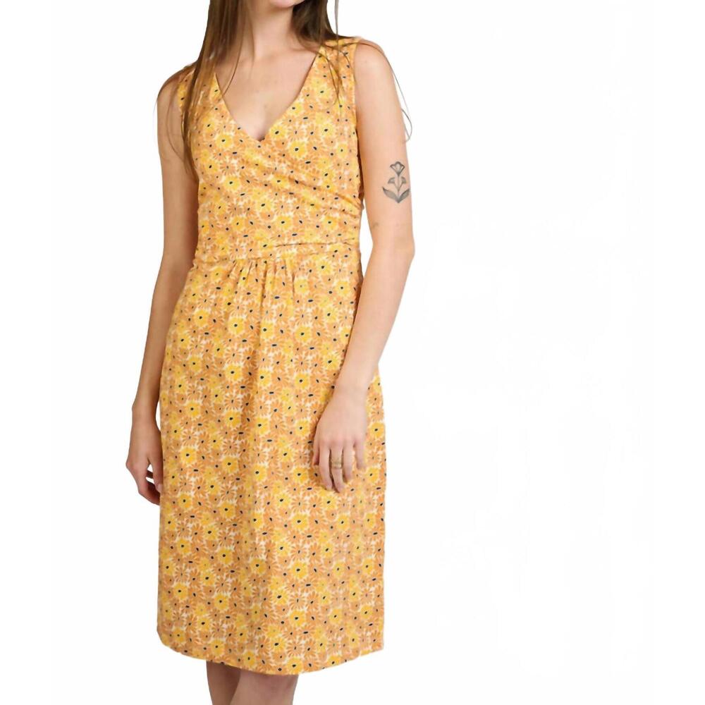 NEW MATA TRADERS danica wrap dress in matisse yellow